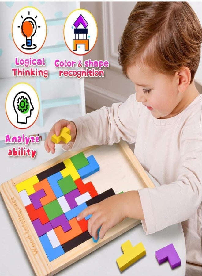 SHASHIKIRAN Wooden Russian Blocks Puzzles for Kids Adults, Wood Intelligence Kids Toys for 2-5 Years Boy,Wooden Puzzles Brain Teasers Toy Educational Gift for 7-10 Years - Image 3